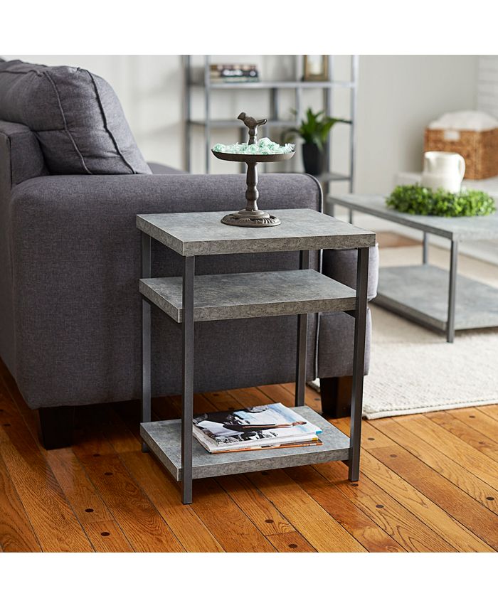 Household Essentials Slate Faux Concrete Low Side Table - Macy's