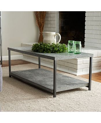 Household Essentials - Slate Faux Concrete Coffee Table with Storage Shelf