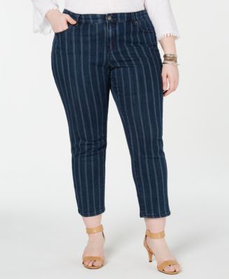 striped jeans plus size