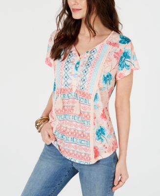 Style & Co Petite Crochet-trim Top, Created For Macy's - Macy's