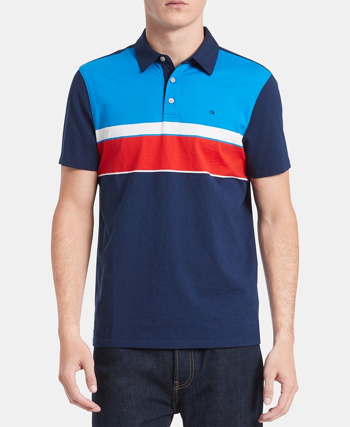 Calvin Klein Men's Colorblocked Engineered Stripe Polo Shirt - Macy's