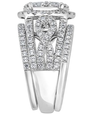 Macy's Diamond Halo 3-Piece Bridal Set (2 Ct. T.w.) In 14k White Gold ...