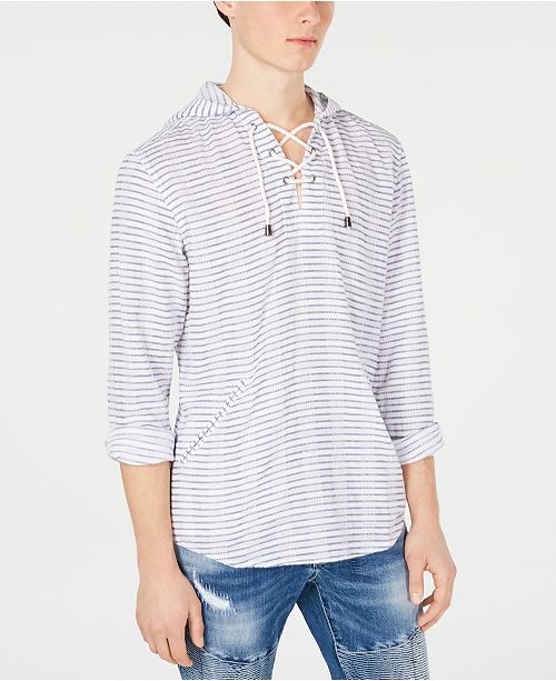 Inc International Concepts Inc Men S Stripe Lace Up Hooded Shirt