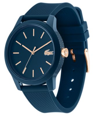 men's lacoste 12.12 watch with blue silicone strap