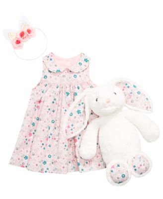 First Impressions Baby Girls Printed Dress, Plush Bunny & On the Verge Little & Big Girls Flower & Gold-Trim Ears Headwrap