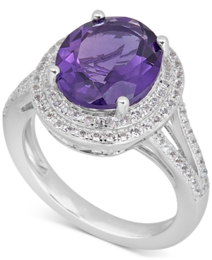 image of Amethyst (5-1/2 ct. t.w.) & White Topaz (1 ct. t.w.) Statement Ring in Sterling Silver