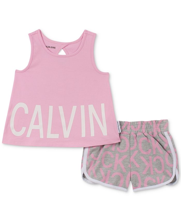 Calvin Klein Toddler Girls 2-Pc. Logo Tank Top & Shorts Set - Macy's