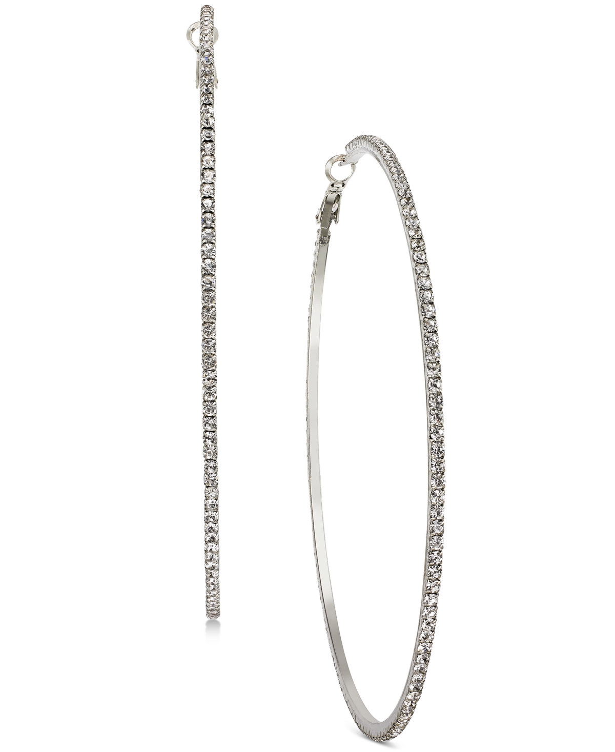 Extra-Large Pave Hoop Earrings, 3.54", Created for Macy's - Silver