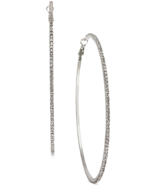Inc International Concepts Extra-large Pave Hoop Earrings, 3.54", Created For Macy's In Silver