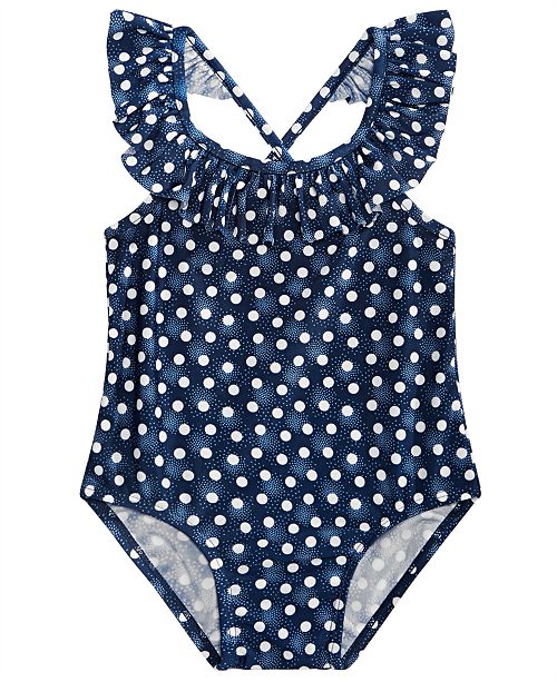 First Impressions Baby Girls DotPrint Ruffle Swimsuit, Created for Macy's & Reviews Swimwear