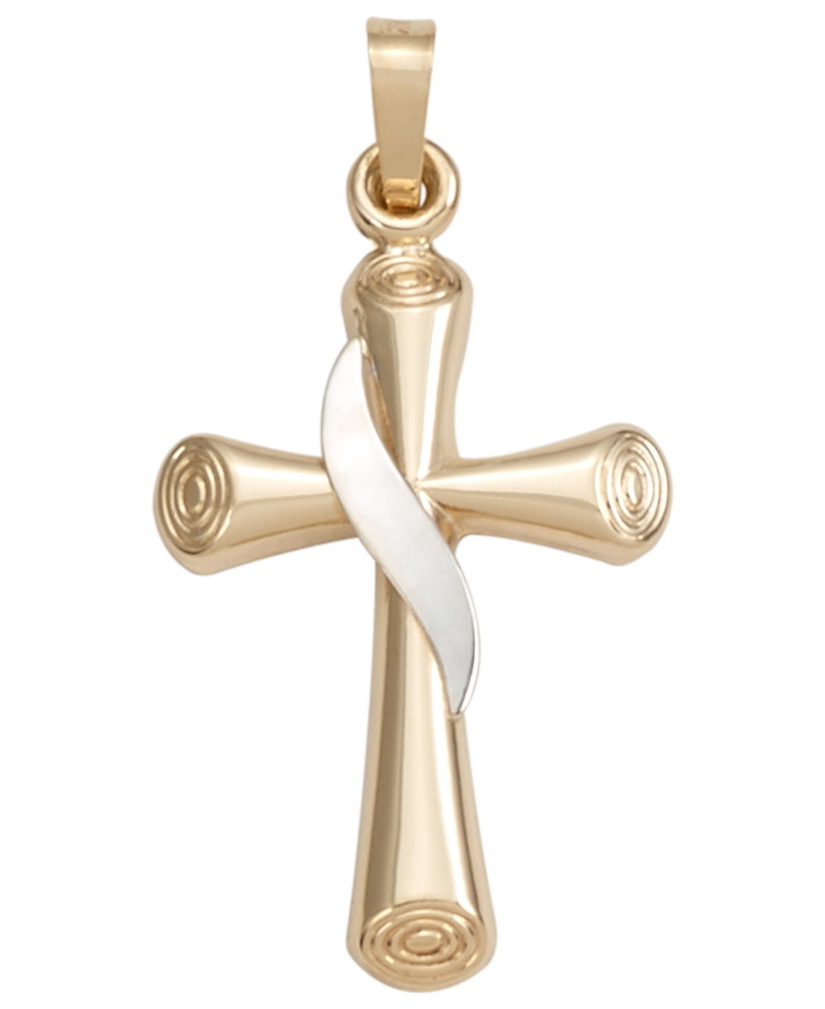 Macy's Cross Pendant In 14k Yellow And White Gold ModeSens