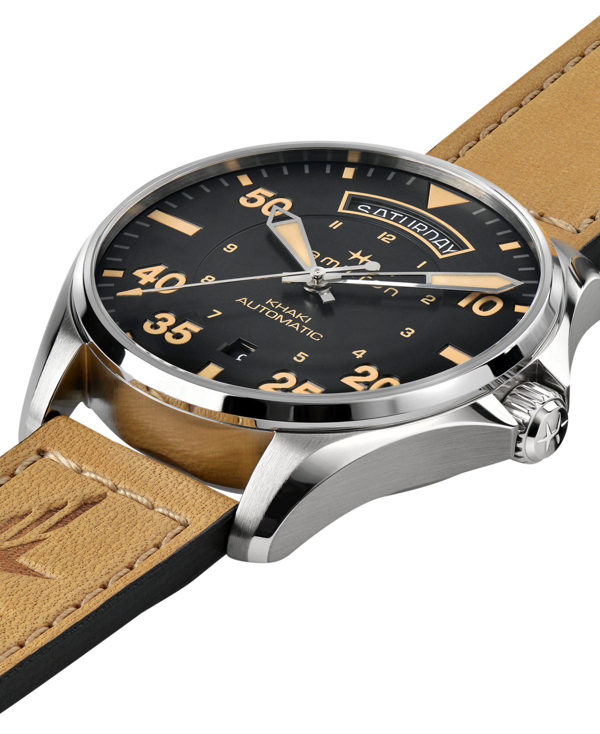 Hamilton Men's Swiss Automatic Khaki Pilot Brown Leather Strap Watch 42mm In No Color