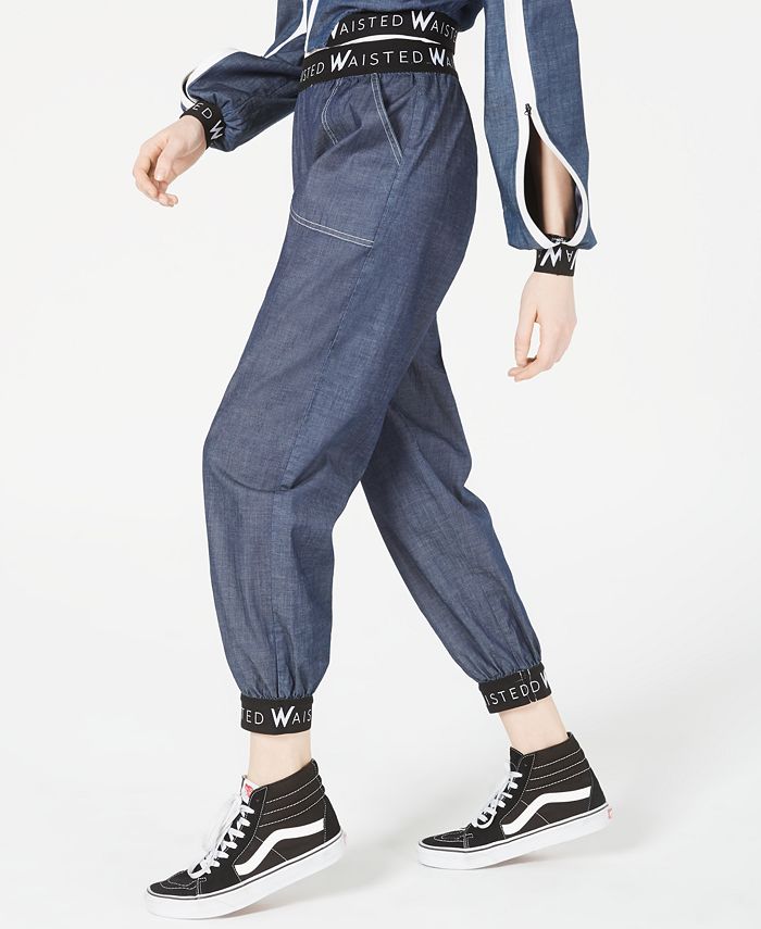 Waisted Cotton Denim Jogger Pants Macy's