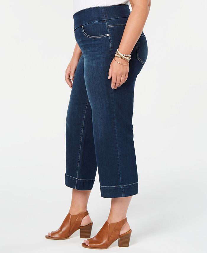 Style & Co Plus Size Wide-Leg Cropped Jeans, Created for Macy's - Macy's