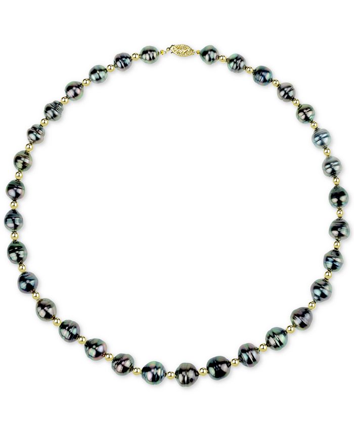 Macy's - Cultured Baroque Tahitian Pearl (8-10mm) & Bead 18" Collar Necklace in 14k Gold