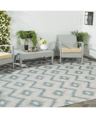 Courtyard CY8463 Gray and Blue 8' x 11' Outdoor Area Rug