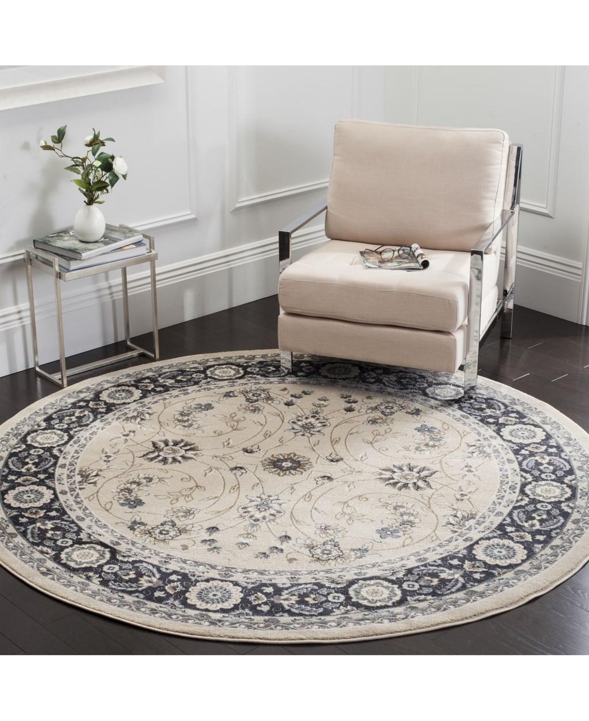 Safavieh Lyndhurst LNH340 Light Beige and Anthracite Round Area Rug