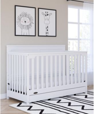Hadley 5-in-1 Convertible Crib with Drawer (White) –Crib with Drawer Combo