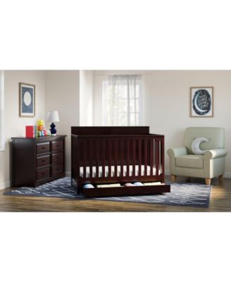 Hadley 5-in-1 Convertible Crib with Drawer (White) –Crib with Drawer Combo