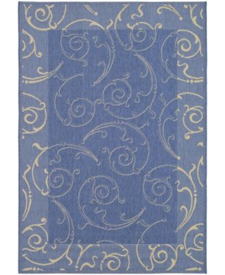 Courtyard CY2665 Blue and Natural 5'3" x 7'7" Outdoor Area Rug
