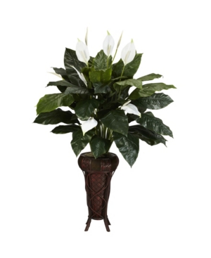 Nearly Natural Spathiphyllum W/ Stand Silk Plant In Green