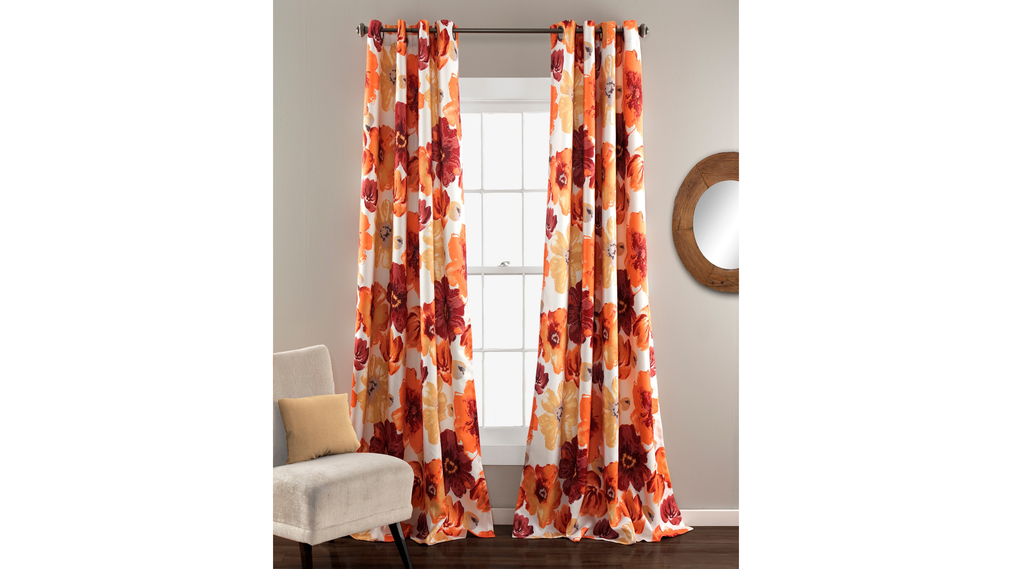 Lush Decor Leah Light Filtering Window Curtain Panels, Pair, 52" W x 95" L,- Farmhouse Decor