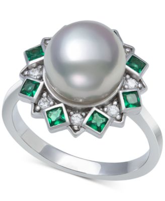 Macy's - Cultured Freshwater Pearl (9-10mm) & Cubic Zirconia Statement Ring in Sterling Silver