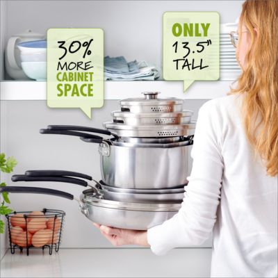 Levels 11-Pc. Stainless Steel Stackable Ceramic Nonstick Cookware Set