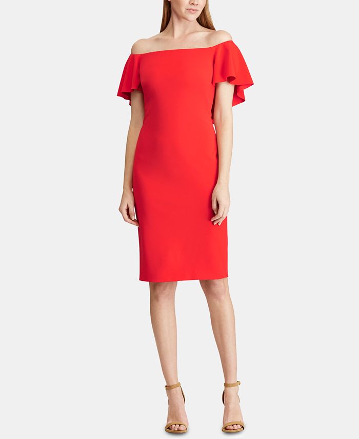 ralph lauren crepe sleeveless gown