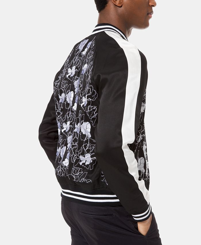 Michael Kors Men's Slim-Fit Floral Embroidered Bomber Jacket - Macy's