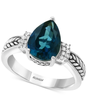 image of Effy London Blue Topaz (3-1/10 ct. t.w.) & Diamond Accent Ring in Sterling Silver