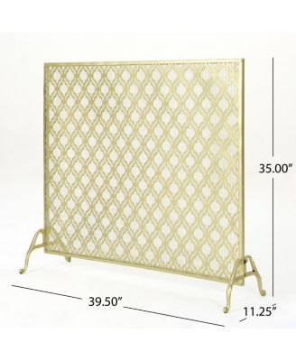 Ellias Single Panel Gold Iron Fire Screen