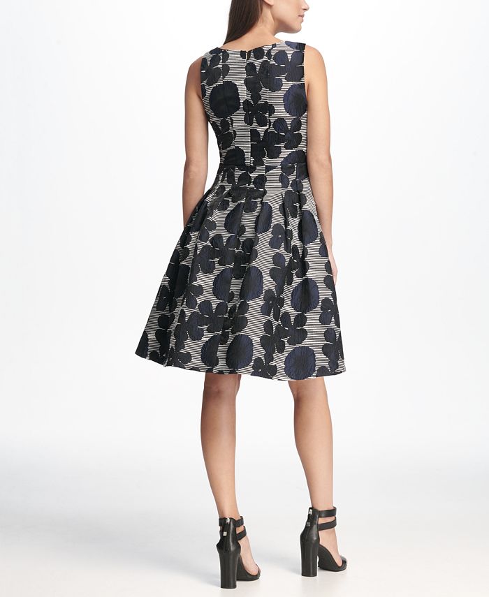 DKNY Sleeveless Floral Jacquard Fit & Flare Dress - Macy's