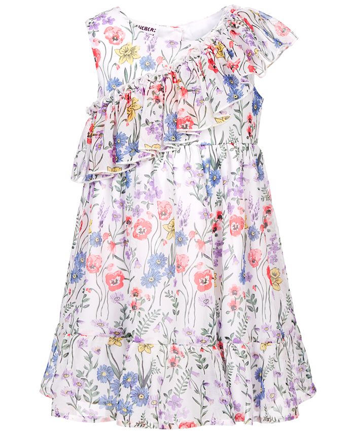 In Stock E11-04-02)Stripe Stationery Print Ruffles Dress