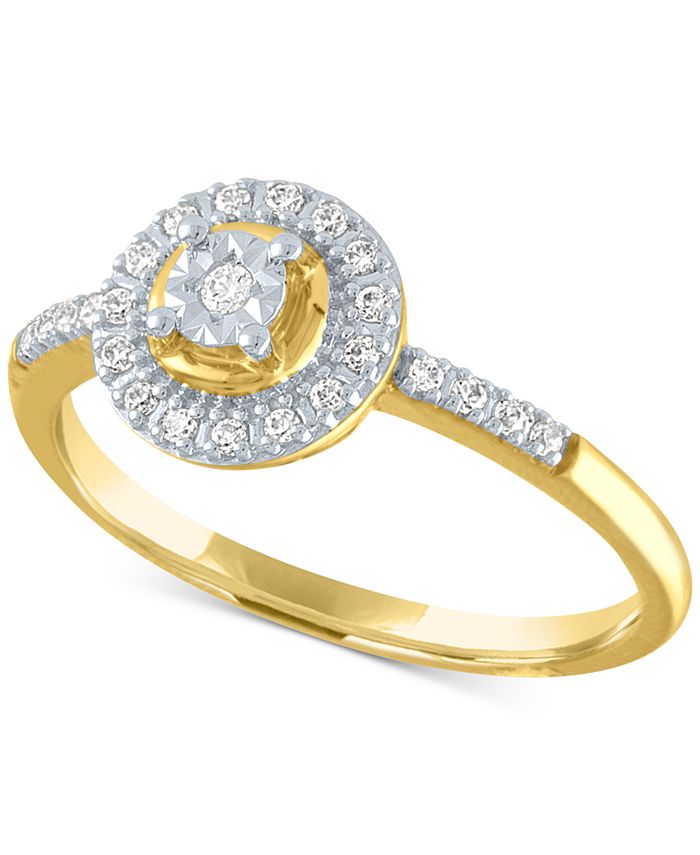Macy's Diamond Halo Ring (1/8 ct. t.w.) in 10k Gold & Reviews - Rings ...