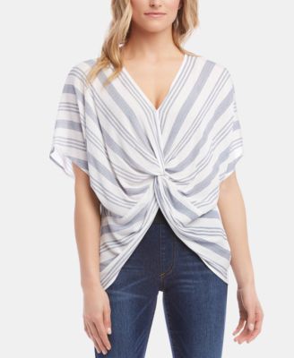thumbnail image 2 of Karen Kane Women's Twist Front Colorblock Top - Bohemian Animal Print Blouse 2 of 10