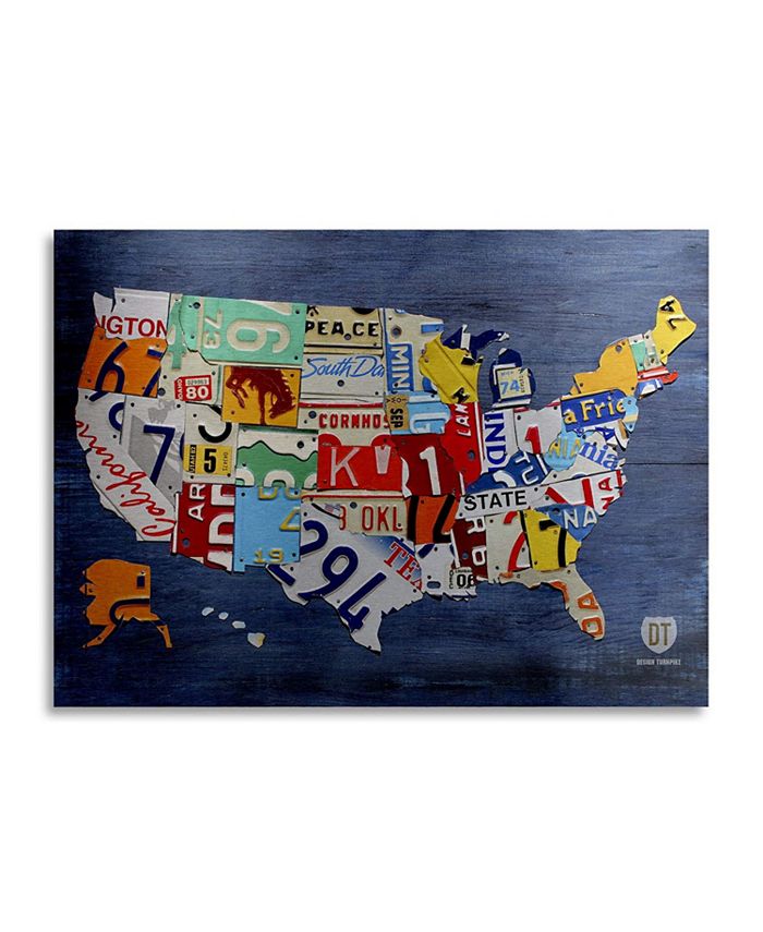 Trademark Global - Design Turnpike 'USA Map' 16" x 22" Floating Brushed Aluminum Art Print