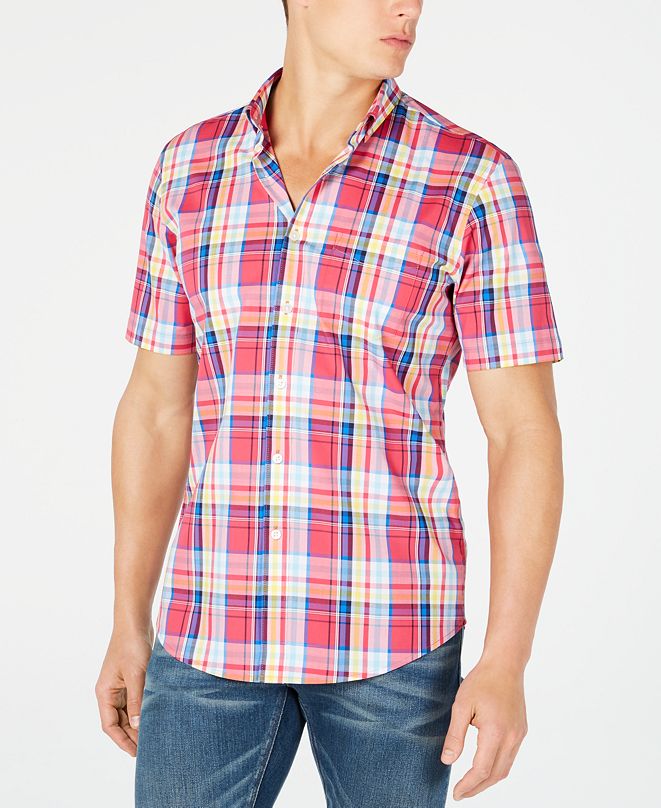 Club Room Men's Plaid Short-Sleeve Shirt, Created for Macy's & Reviews ...