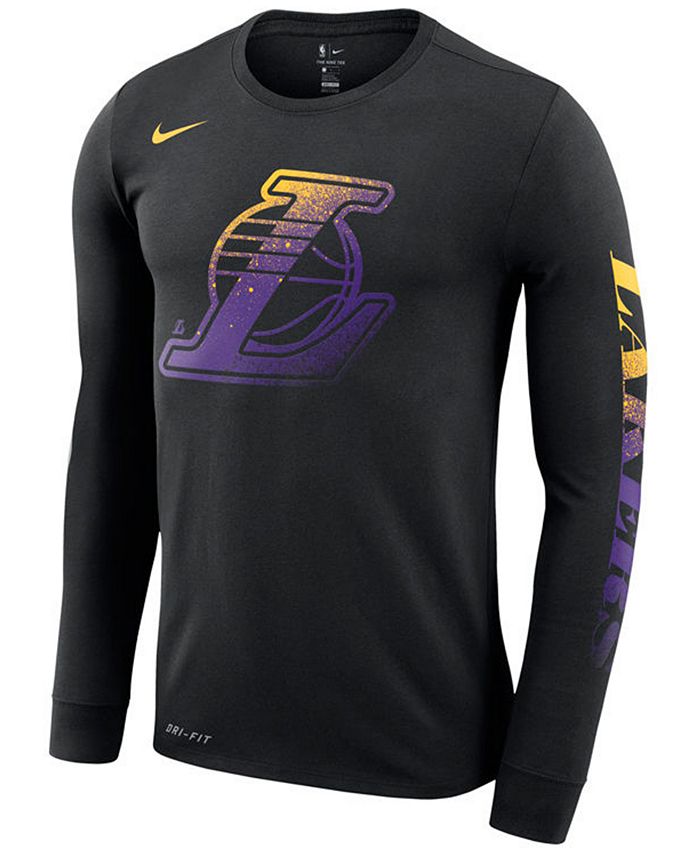 Nike Men's Los Angeles Lakers Dry Mezzo Logo Long Sleeve T-Shirt ...