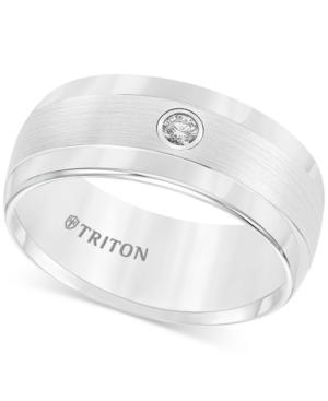 Triton Men-s Diamond Wedding Band in White Tungsten Carbide (1/10 ct. t.w.)