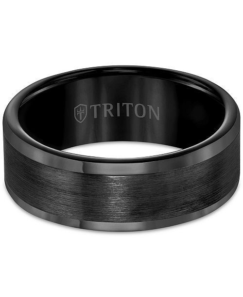 Triton Men's 8mm Black Tungsten Wedding Band & Reviews Rings