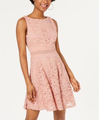 juniors lace fit and flare dress