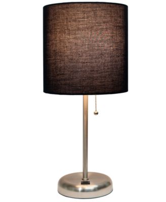 Lime Lights Stick Lamp with USB charging port and Fabric Shade