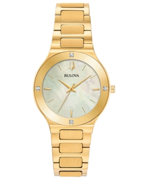 image of Bulova Women-s Modern Diamond-Accent Gold-Tone Stainless Steel Bracelet Watch 32mm