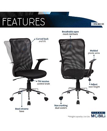 RTA Products - Techni Mobili Back Assistant Office Chair, Quick Ship