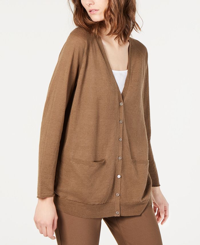 Eileen fisher v neck on sale cardigan