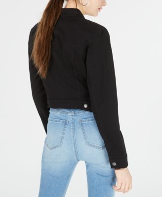 Juniors' Black High-Low Jean Jacket 