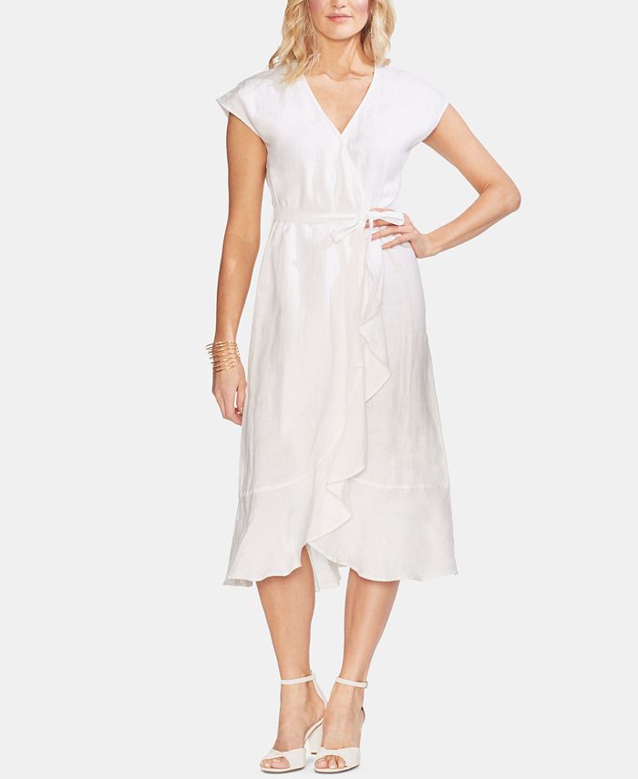 Macy's white linen dresses on sale