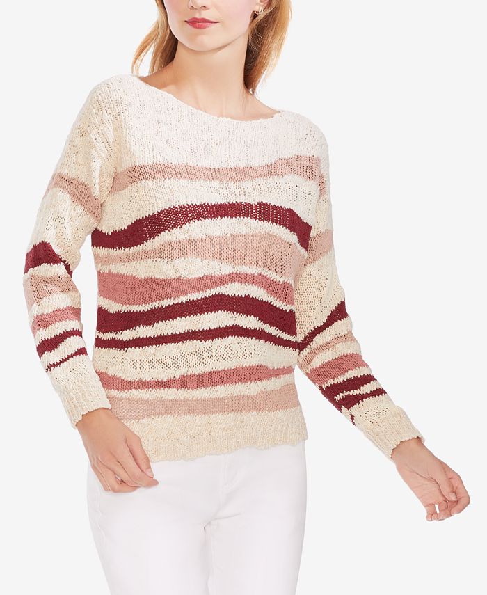 Vince Camuto Textured Wave-Stripe Sweater - Macy's