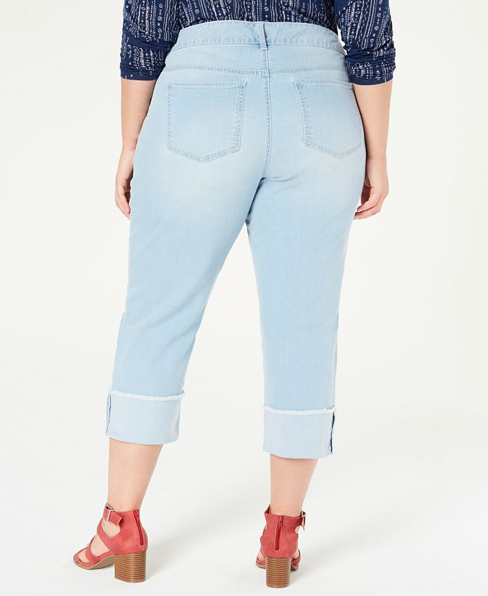 Style & Co Plus Size High-Cuff Capri Jeans, Created for Macy's ...
